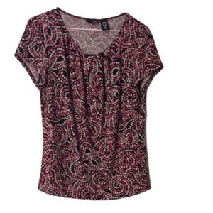 EAST 5th Short Sleeve VIBRANT And Stylish Floral Swirl PATTERN Top Size Medium